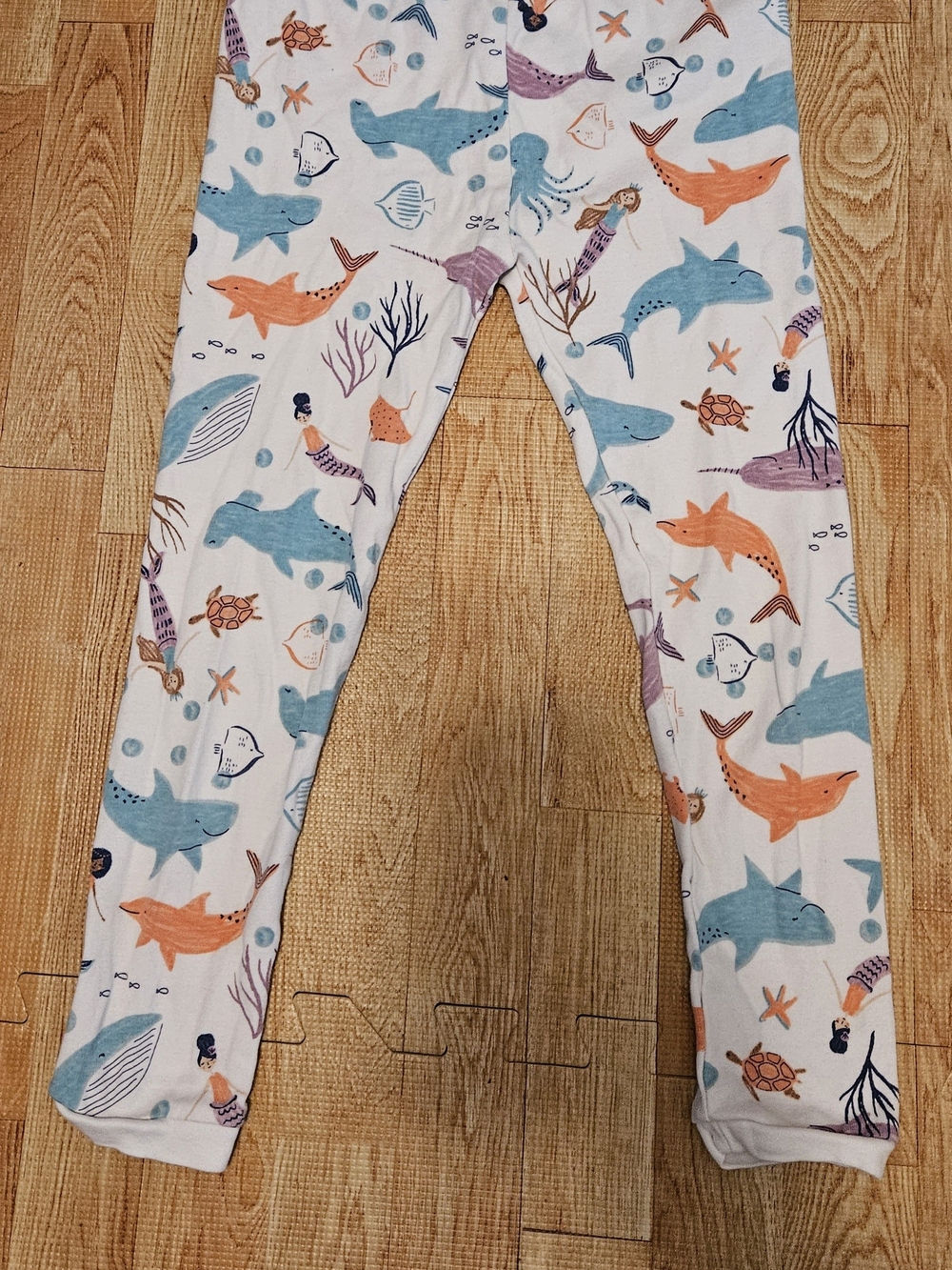 Carter's White Leggings with Blue & Orange Sea Life Print